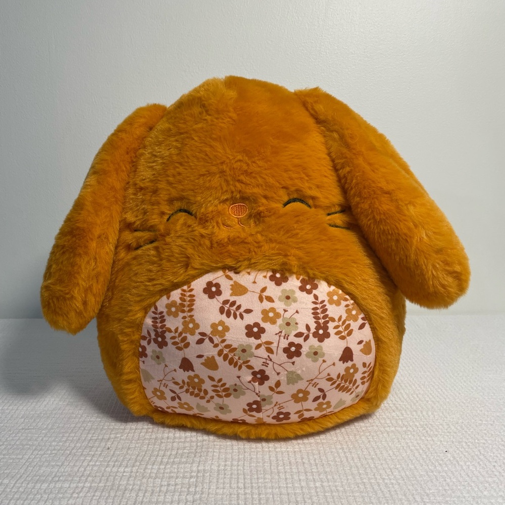 Squishmallows FuzzAMallow 12 Doral the Caramel Bunny with Floral Belly